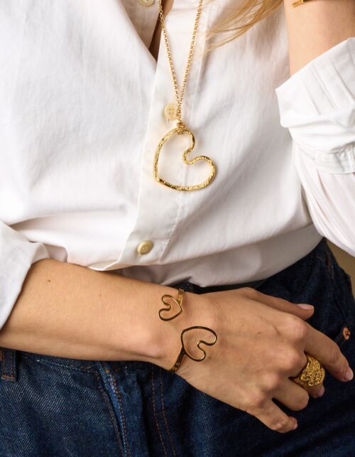 Jonc bracelet 2 coeurs bangle 2 hearts by SANDE PARIS