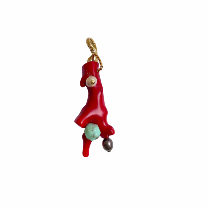 FIDJI grand pendentif sea bamboo bambou de mer Chrysoprase by SANDE PARIS bijoux