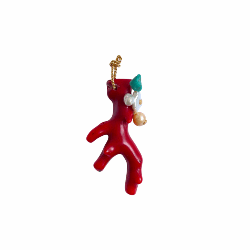FIDJI grand pendentif sea bamboo bambou de mer Perle Turquoise by SANDE PARIS bijoux.