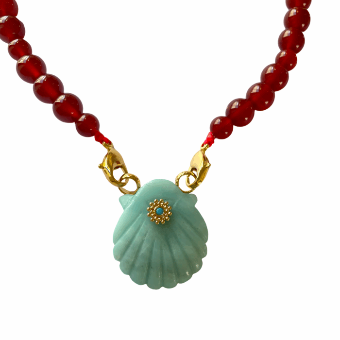Necklace Minorque Amazonite Carneliane