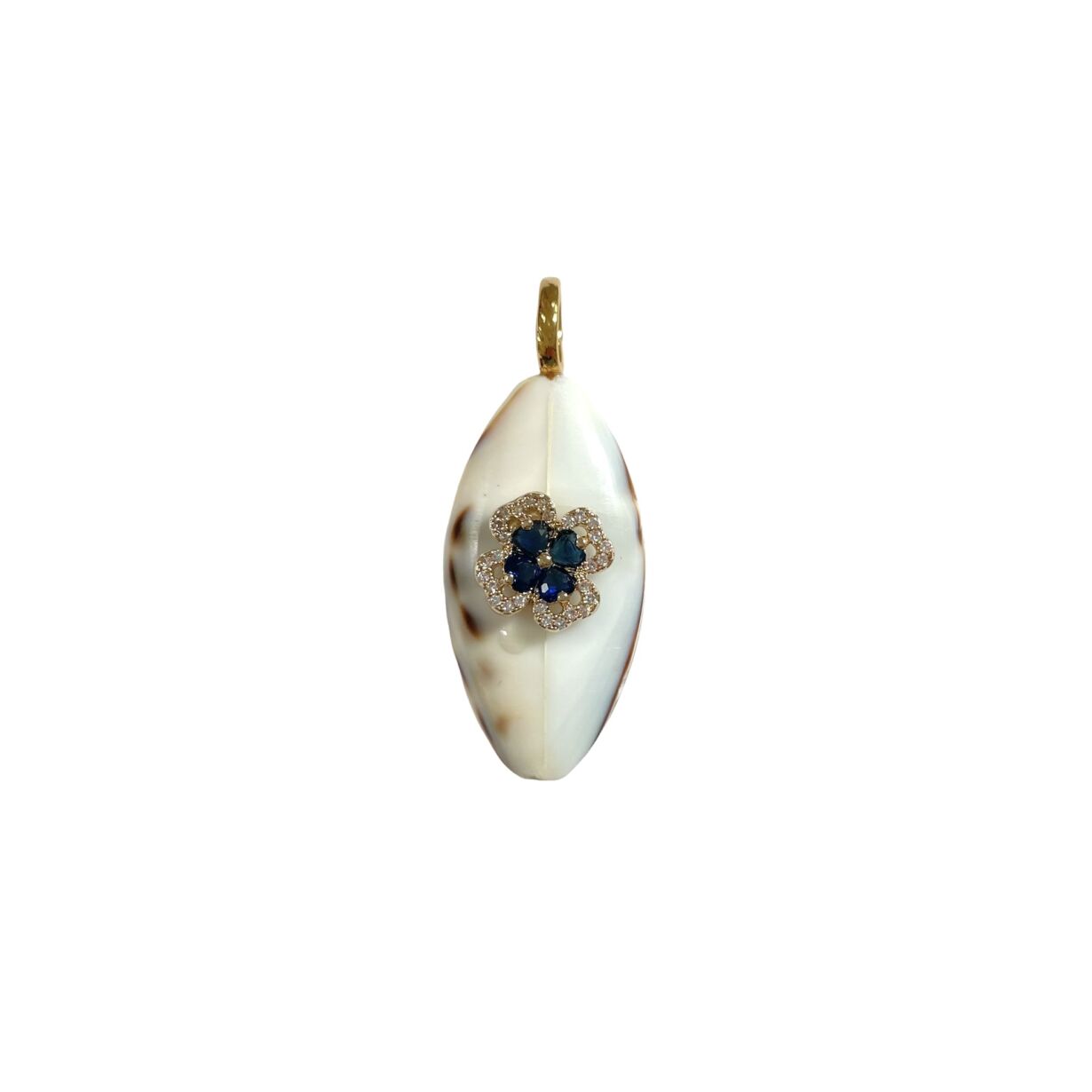 Pendentif TIGER SHELL blue flower