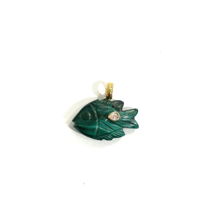 Fish Pendant Malachite Pendentif poisson by SANDE PARIS bijoux