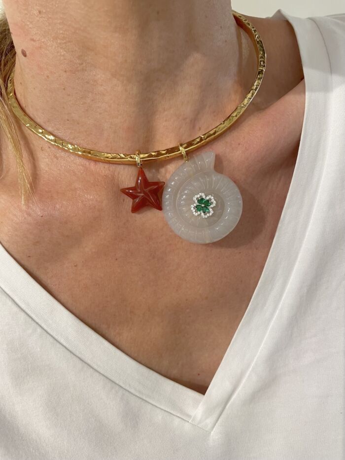 Pendentif etoile cornaline Pendant Star Carnelian by Sande Paris