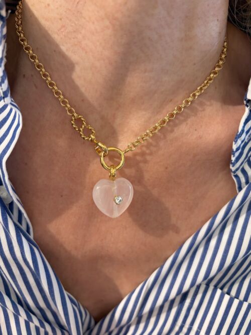 Pendentif Pendant Coeur Rose by Sande Paris. jewel