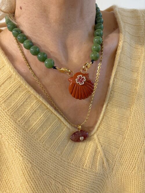 Collier Necklace Minorque Red Jasper Jaspe Rouge by Sande Paris
