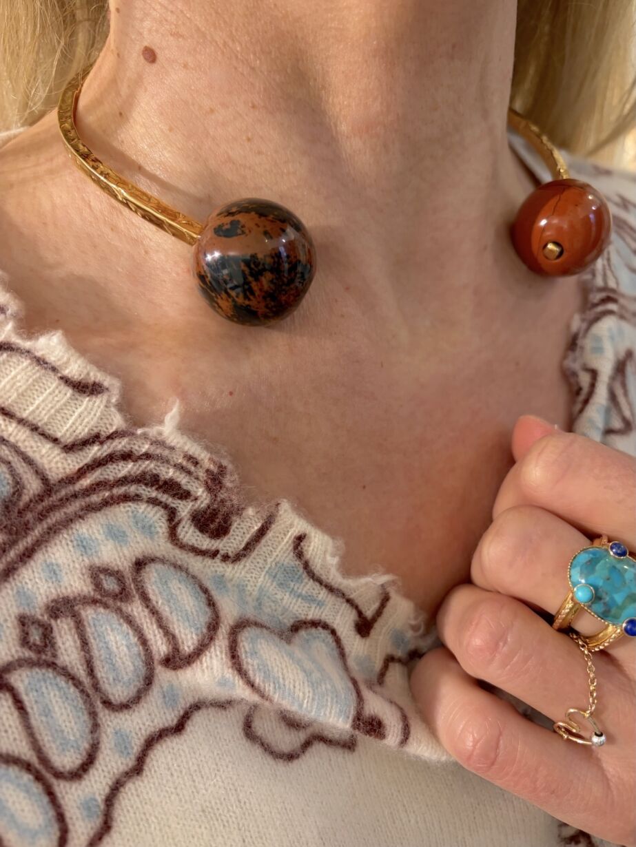 Torque Choker Angelina Bubble Red jasper by Sande Paris