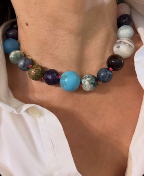 necklace collier MULTI stones large by Sande Paris bijoux