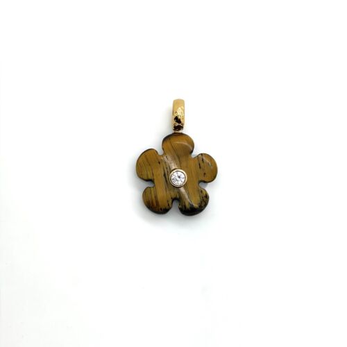 Lucky brown pendant Tiger eye Pendentif oeil de tigre by SANDE PARIS