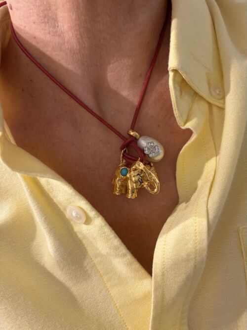 Cordon en coton bordeaux cotton Cord necklace burgundy by SANDE PARIS