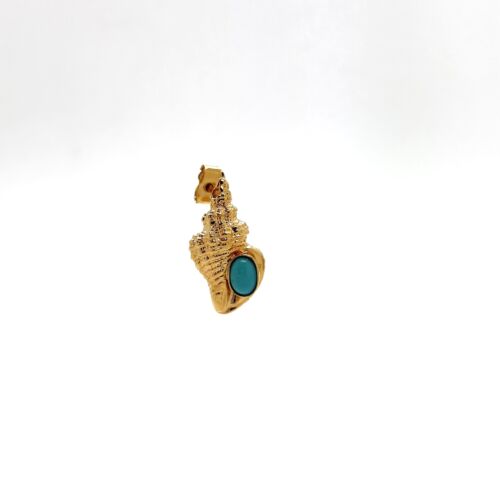 Boucle d'oreille forme Coquillage COQUI COQUI avec turquoise earrings shell with turquoise by SANDE PARIS