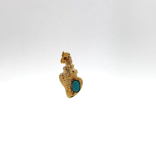 Boucle d'oreille forme Coquillage COQUI COQUI avec turquoise earrings shell with turquoise by SANDE PARIS