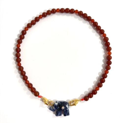 Collier Cornaline pendentif elephant Sodalite Necklace Carnelian Sodalite elephant by Sande Paris