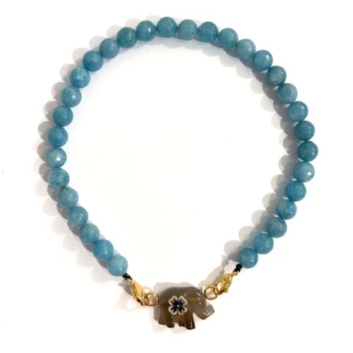 Collier Quartz bleu Elephant Agate blue quartz necklace by Sande Paris