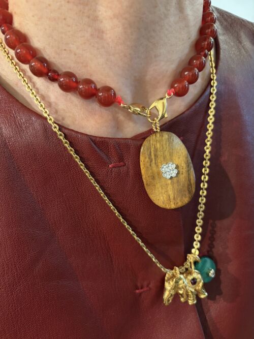 Pendentif bois ZOE pendant in wood natural by Sande paris