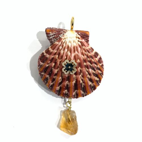 Pendant CALLY sea shell Pendentif Cally coquillage avec citrine by SANDE PARIS