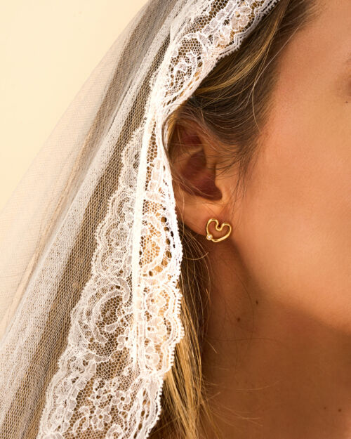 Boucles d'oreilles Coeur Amour serti diamant - Or 18 carats - Sande Paris - Made in France