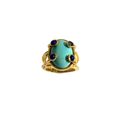 Bague Ring JOY Turquoise lapis lazuli by SANDE PARIS bijoux