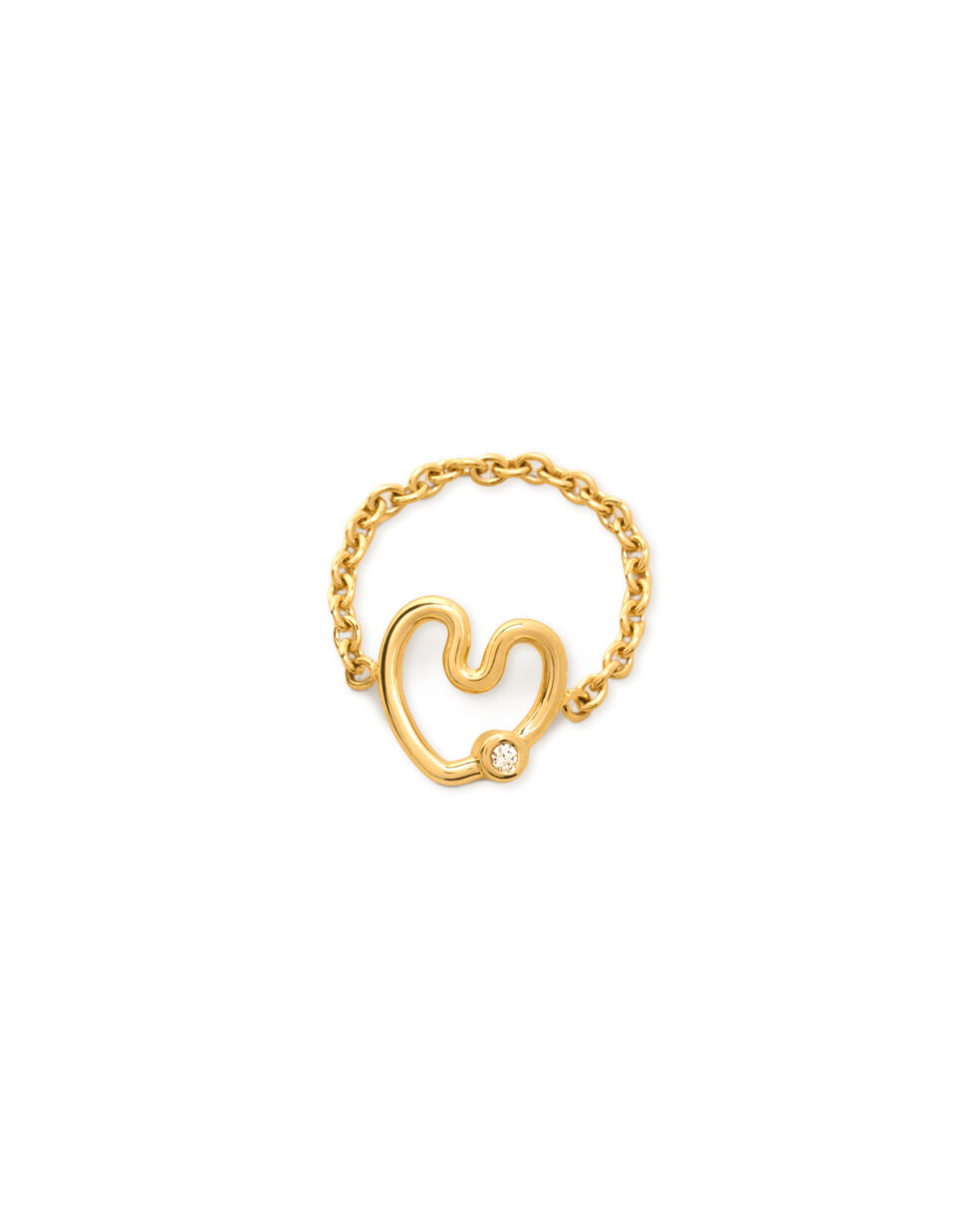 Bague-chaine-Coeur-Amour-Serti-Diamant-Or-18-carats-Sande-Paris-Fabrication-francaise