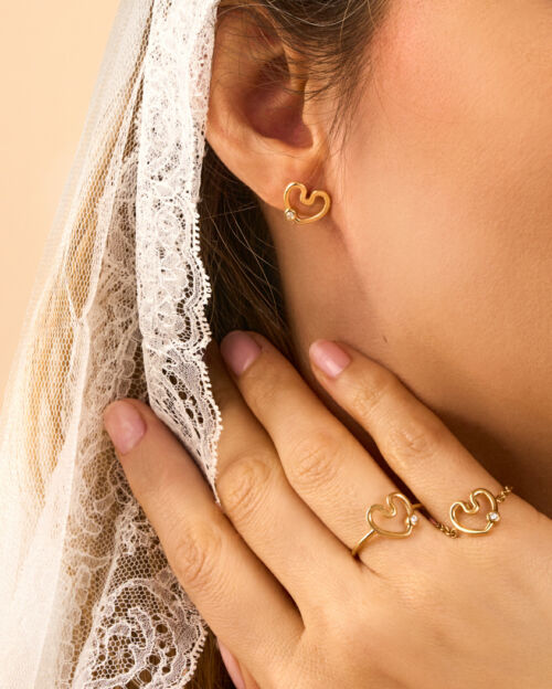 Bague Chaîne Coeur Amour Serti Diamant - Or 18 carats - Sande Paris