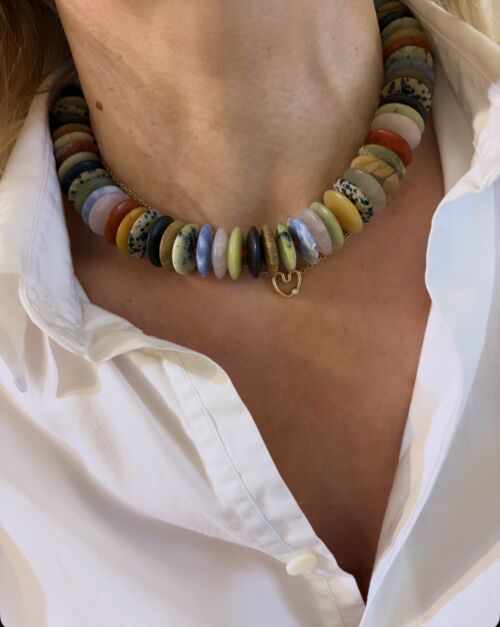 necklace collier Large MULTI stones by Sande Paris bijou 2 jewel