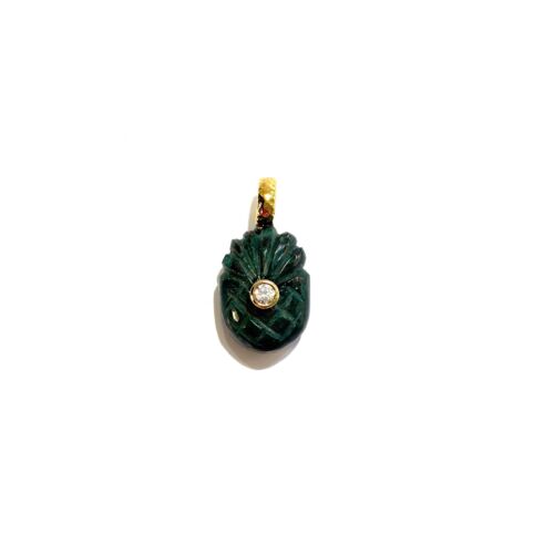 Malachite Pineapple Pendant Pendentif Ananas en Malachite by SANDE PARIS