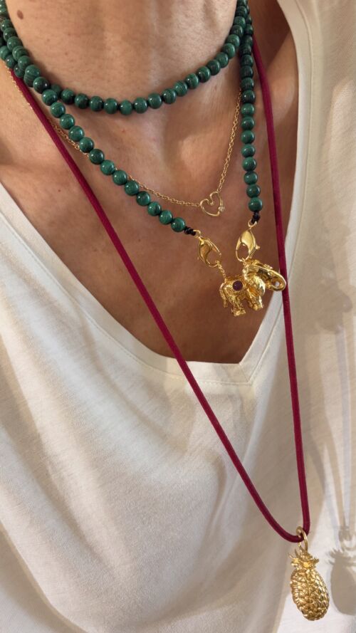 Sautoir Long Necklace Malachite by Sande Paris Bijoux jewelry