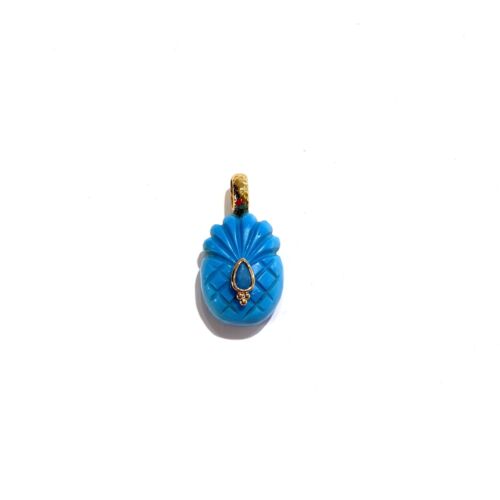 Turquoise Pineapple Pendant Pendentif Ananas en Turquoise by SANDE PARIS