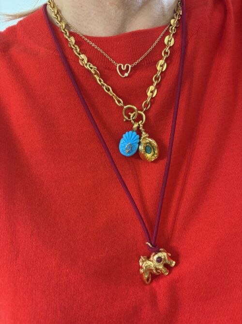 Turquoise Pineapple Pendant Pendentif Ananas en Turquoise by SANDE PARIS