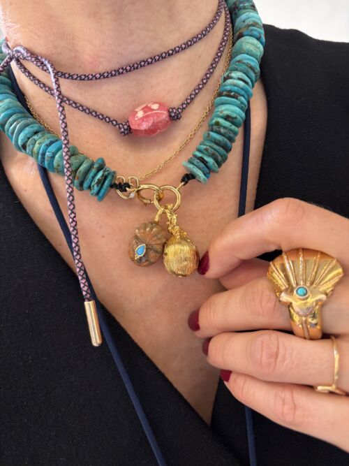 Bracelet Collier RHODO with Rhodochrosite stone by Sande Paris jewelry