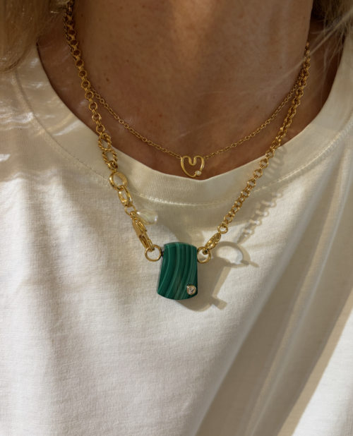 Pendentif Malachite NATHAN pendant by Sande Paris bijou