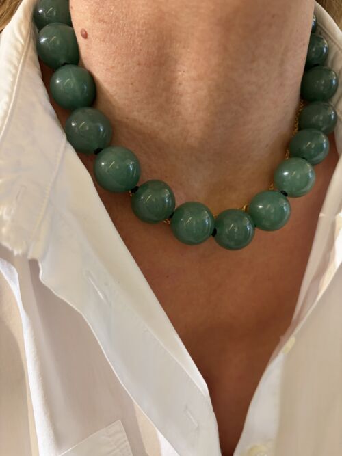 Large necklace collier aventurine by Sande Paris bijou