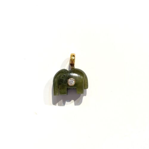 Pendentif elephant LEO pendant in Vesuvianite Red Jasper Turquoise Aventurine by Sande Paris bijou jewel