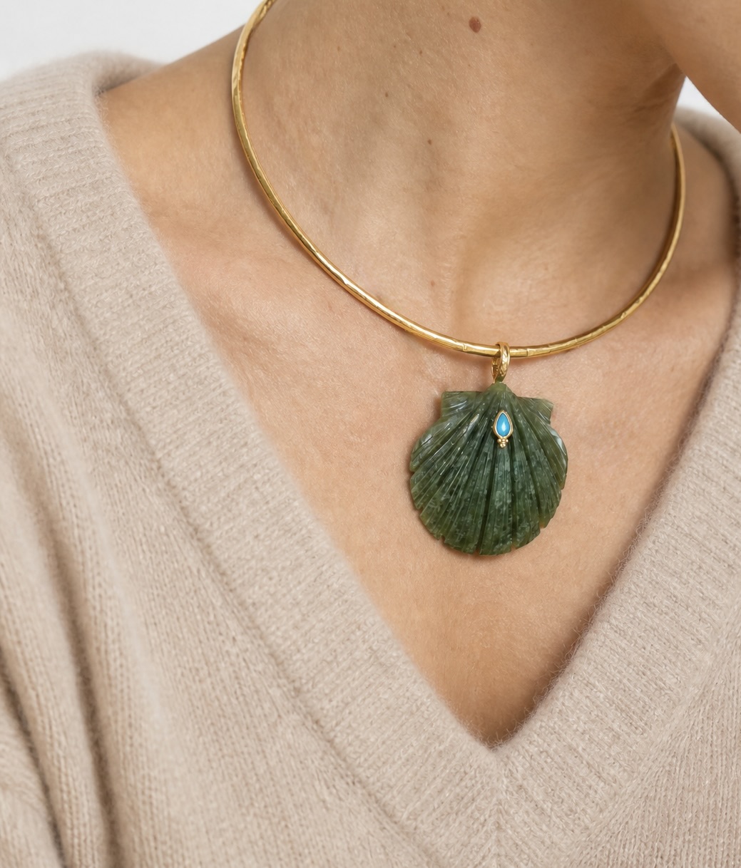 SYRA pendentif pendant Shell Coquillage en Amethyst by Sande Paris jewel. bijoux bijoux