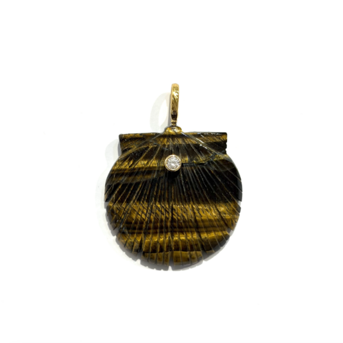 SYRA pendentif pendant Shell Coquillage en Oeil de Tigre Tiger Eye by Sande Paris jewel. bijoux bijoux